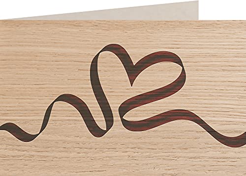 myZirbe Holzkarte - Herz Band - 100% handmade in Österreich - Postkarte, Geschenkkarte, Grußkarte, Klappkarte, Karte, Einladung, Holzart:Eiche von myZirbe