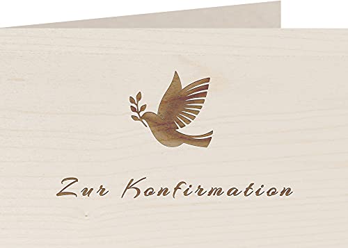 myZirbe Holzkarte - Zur Konfirmation - 100% handmade in Österreich - Postkarte, Geschenkkarte, Grußkarte, Klappkarte, Karte, Einladung, Holzart:Ahorn von myZirbe