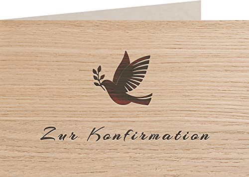 myZirbe Holzkarte - Zur Konfirmation - 100% handmade in Österreich - Postkarte, Geschenkkarte, Grußkarte, Klappkarte, Karte, Einladung, Holzart:Eiche von myZirbe
