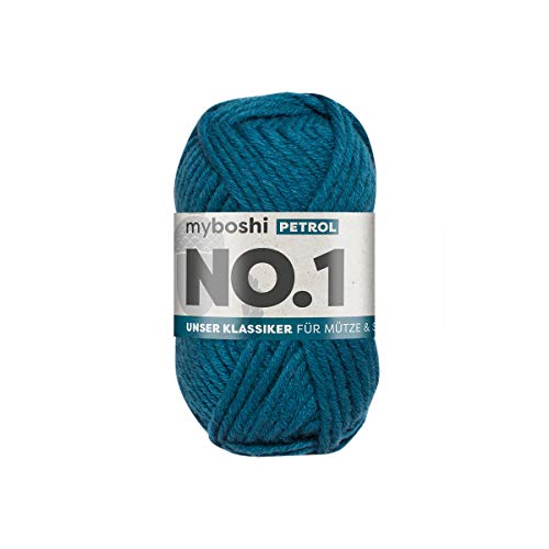 myboshi No.1 Wolle zum Häkeln und Stricken, Schnellstrickgarn, langlebige Mützenwolle, Strickwolle, Häkelwolle, mulesing-frei, 50g, Ll 55m Blau (Petrol) 1 Knäuel myboshi No.1 Wolle zum Häkeln und Stricken, Schnellstrickgarn, langlebige Mützenwolle, Strickwolle, Häkelwolle, mulesing-frei, 50g, Ll 55m Blau (Petrol) 1 Knäuel von myboshi