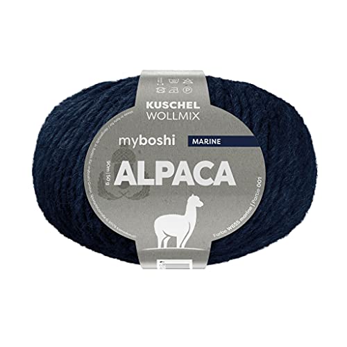myboshi Alpaca-Wolle zum Häkeln/Stricken, temperaturregulierend, angenehm weich, für Damenoberbekleidung, Blau (Marine) 1 Knäuel von myboshi