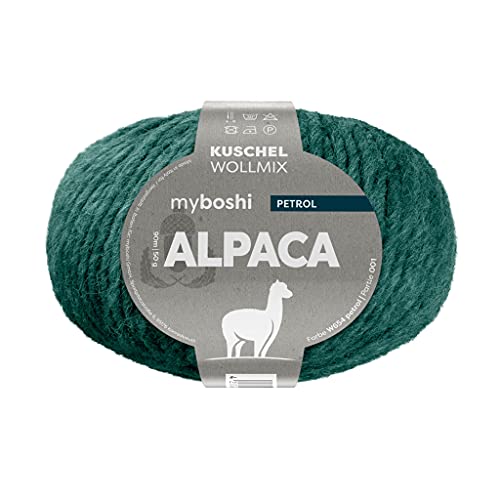 myboshi Alpaca-Wolle zum Häkeln/Stricken, temperaturregulierend, angenehm weich, für Damenoberbekleidung, Blau (Petrol) 1 Knäuel von myboshi