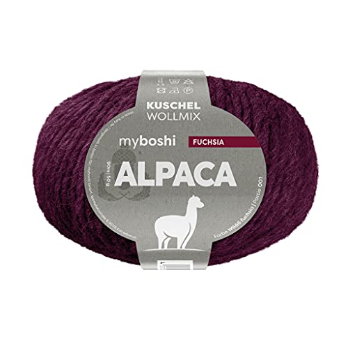 myboshi Alpaca-Wolle zum Häkeln/Stricken, temperaturregulierend, angenehm weich, für Damenoberbekleidung, Rosa (Fuchsia) 1 Knäuel von myboshi