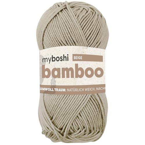myboshi Bamboo, natürlich weiches Bambus-Baumwollgarn, zum Häkeln und Stricken, strapazierfähig, 50g, 125m, Beige (Beige), 1 Knäuel von myboshi