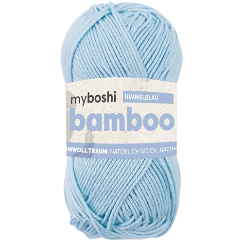 myboshi Bamboo, natürlich weiches Bambus-Baumwollgarn, zum Häkeln und Stricken, strapazierfähig, 50g, 125m, Blau (Himmelblau), 1 Knäuel von myboshi