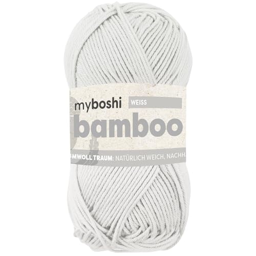 myboshi Bamboo, natürlich weiches Bambus-Baumwollgarn, zum Häkeln und Stricken, strapazierfähig, 50g, 125m, Weiß (Weiß), 1 Knäuel von myboshi