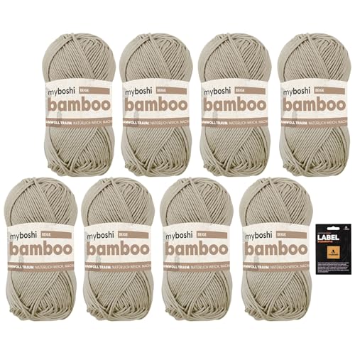 myboshi Bamboo, super weiches Bambus-Baumwollgarn, zum Häkeln und Stricken, strapazierfähig, für Bekleidung und Amigurumi, 60% Viskose, 40% Baumwolle, Beige (Beige) 8 Knäuel von myboshi
