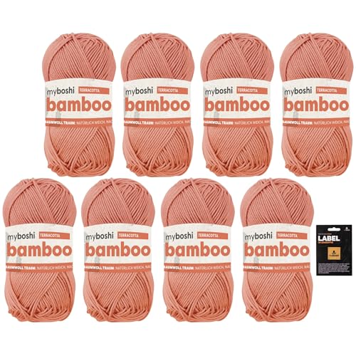 myboshi Bamboo, super weiches Bambus-Baumwollgarn, zum Häkeln und Stricken, strapazierfähig, für Bekleidung und Amigurumi, 60% Viskose, 40% Baumwolle, Orange (Terracotta) 8 Knäuel von myboshi