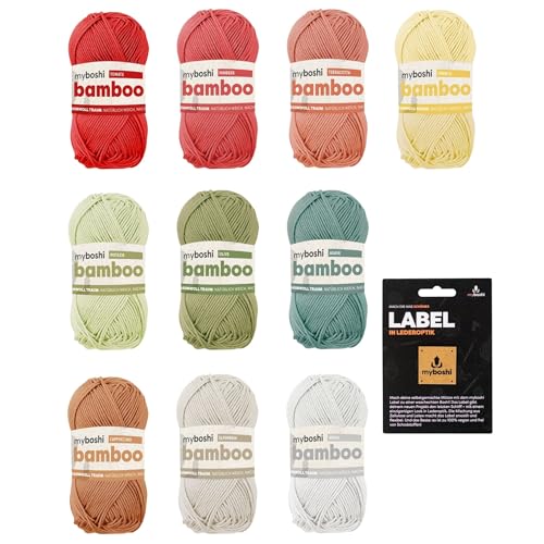 myboshi Bamboo Wollpaket Summer Feelings, Bambus-Baumwollgarn, 10 Knäuel x 50g, Lauflänge 125m Unifarben 10 Knäuel von myboshi