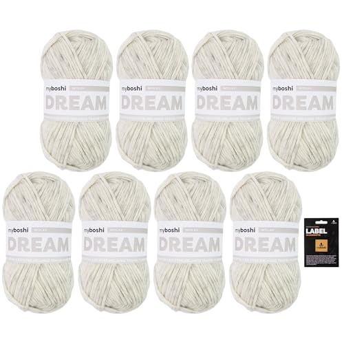myboshi Dream, edles, hautfreundliches Garn mit Baby-Alpaka zum Häkeln und Stricken, 76% Baumwolle, 22% Baby Alpaka, 2% Merino, 50g, Ll 95m Beige (Wolke) 8 Knäuel von myboshi