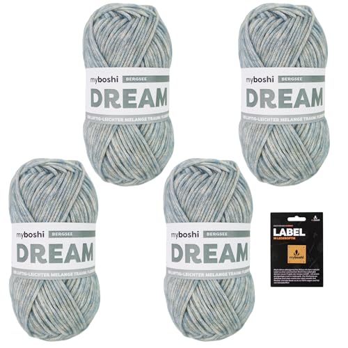 myboshi Dream, edles, hautfreundliches Garn mit Baby-Alpaka zum Häkeln und Stricken, 76% Baumwolle, 22% Baby Alpaka, 2% Merino, 50g, Ll 95m Grün (Bergsee) 4 Knäuel von myboshi
