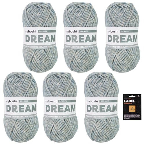 myboshi Dream, edles, hautfreundliches Garn mit Baby-Alpaka zum Häkeln und Stricken, 76% Baumwolle, 22% Baby Alpaka, 2% Merino, 50g, Ll 95m Grün (Bergsee) 6 Knäuel von myboshi