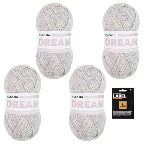 myboshi Dream, edles, hautfreundliches Garn mit Baby-Alpaka zum Häkeln und Stricken, 76% Baumwolle, 22% Baby Alpaka, 2% Merino, 50g, Ll 95m Rosa (Morgentau) 4 Knäuel von myboshi