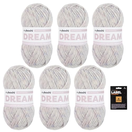 myboshi Dream, edles, hautfreundliches Garn mit Baby-Alpaka zum Häkeln und Stricken, 76% Baumwolle, 22% Baby Alpaka, 2% Merino, 50g, Ll 95m Rosa (Morgentau) 6 Knäuel von myboshi