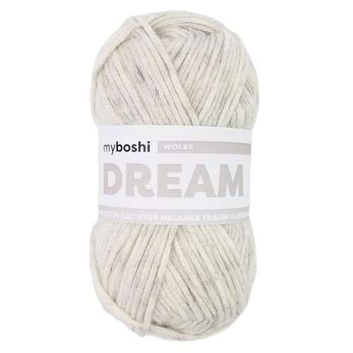 myboshi Dream, luftig leichtes Garn mit Baby-Alpaka zum Häkeln und Stricken, 76% Baumwolle, 22% Baby Alpaka, 2% Merino, 50g, Ll 95m Beige (Wolke) 1 Knäuel von myboshi