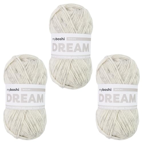 myboshi Dream, luftig leichtes Garn mit Baby-Alpaka zum Häkeln und Stricken, 76% Baumwolle, 22% Baby Alpaka, 2% Merino, 50g, Ll 95m Beige (Wolke) 3 Knäuel von myboshi