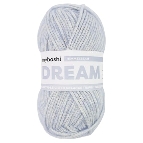 myboshi Dream, luftig leichtes Garn mit Baby-Alpaka zum Häkeln und Stricken, 76% Baumwolle, 22% Baby Alpaka, 2% Merino, 50g, Ll 95m Blau (Himmelblau) 1 Knäuel von myboshi