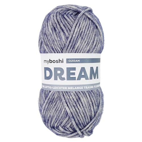 myboshi Dream, luftig leichtes Garn mit Baby-Alpaka zum Häkeln und Stricken, 76% Baumwolle, 22% Baby Alpaka, 2% Merino, 50g, Ll 95m Blau (Ozean) 1 Knäuel von myboshi
