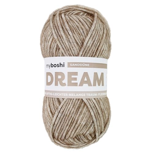 myboshi Dream, luftig leichtes Garn mit Baby-Alpaka zum Häkeln und Stricken, 76% Baumwolle, 22% Baby Alpaka, 2% Merino, 50g, Ll 95m Braun (Sanddüne) 1 Knäuel von myboshi