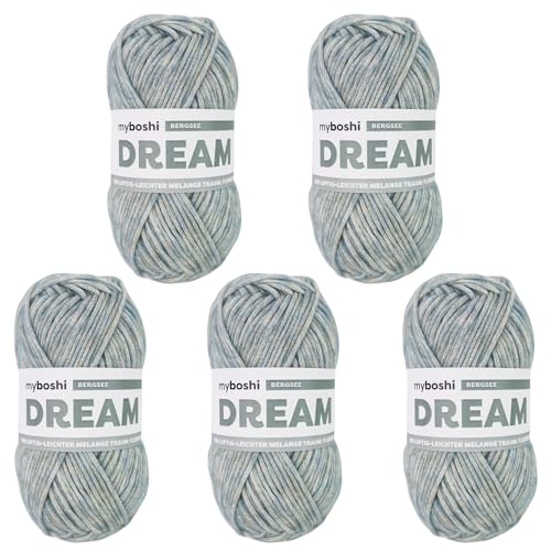 myboshi Dream, luftig leichtes Garn mit Baby-Alpaka zum Häkeln und Stricken, 76% Baumwolle, 22% Baby Alpaka, 2% Merino, 50g, Ll 95m Grün (Bergsee) 5 Knäuel von myboshi