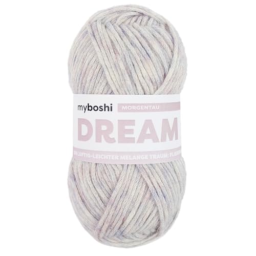 myboshi Dream, luftig leichtes Garn mit Baby-Alpaka zum Häkeln und Stricken, 76% Baumwolle, 22% Baby Alpaka, 2% Merino, 50g, Ll 95m Rosa (Morgentau) 1 Knäuel von myboshi