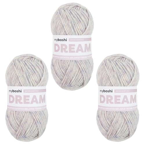 myboshi Dream, luftig leichtes Garn mit Baby-Alpaka zum Häkeln und Stricken, 76% Baumwolle, 22% Baby Alpaka, 2% Merino, 50g, Ll 95m Rosa (Morgentau) 3 Knäuel von myboshi