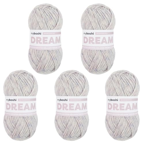 myboshi Dream, luftig leichtes Garn mit Baby-Alpaka zum Häkeln und Stricken, 76% Baumwolle, 22% Baby Alpaka, 2% Merino, 50g, Ll 95m Rosa (Morgentau) 5 Knäuel von myboshi