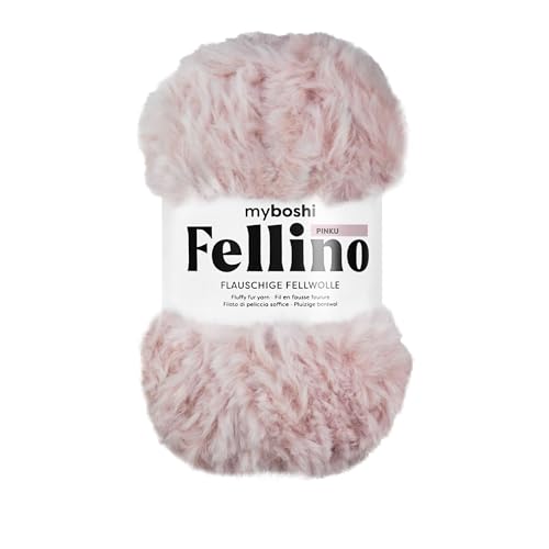 myboshi Fellino, flauschige Fellwolle, zum Häkeln und Stricken, Teddywolle in Felloptik, super bulky, 100g, Ll 65m Rosa (Pinku), 1 Knäuel von myboshi