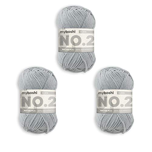 myboshi Häkel- und Strickgarn | Modell: No.2 mit Kapokfaser | Leichtes Garn | 3-Pack Ball Garn | Silber 2930 myboshi Häkel- und Strickgarn | Modell: No.2 mit Kapokfaser | Leichtes Garn | 3-Pack Ball Garn | Silber 2930 von myboshi