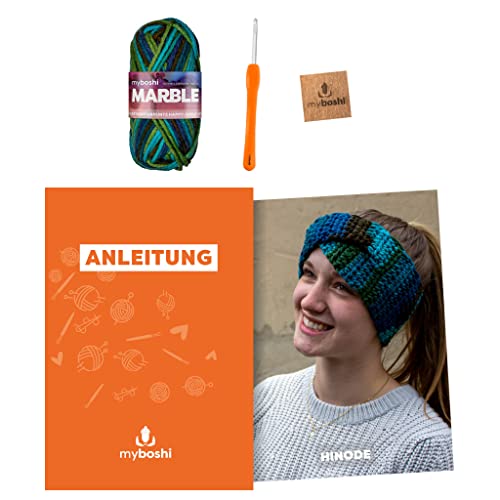 myboshi Häkelset Stirnband Hinode, inkl. Marble Wolle, Nadel und Anleitung, original Label, Häkelpaket, 30% Merinowolle Blau, mit Häkelnadel myboshi Häkelset Stirnband Hinode, inkl. Marble Wolle, Nadel und Anleitung, original Label, Häkelpaket, 30% Merinowolle Blau, mit Häkelnadel von myboshi