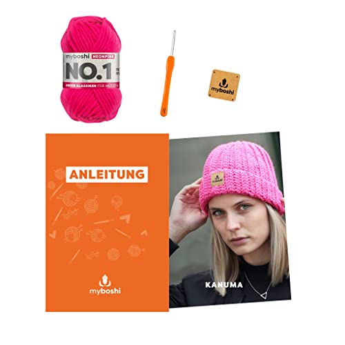 myboshi Häkelset Wintermütze Kanuma, inkl. No.1 Wolle, Nadel und Anleitung, Häkelpaket für Anfänger, 30% Merinowolle Neonpink, mit Häkelnadel myboshi Häkelset Wintermütze Kanuma, inkl. No.1 Wolle, Nadel und Anleitung, Häkelpaket für Anfänger, 30% Merinowolle Neonpink, mit Häkelnadel von myboshi