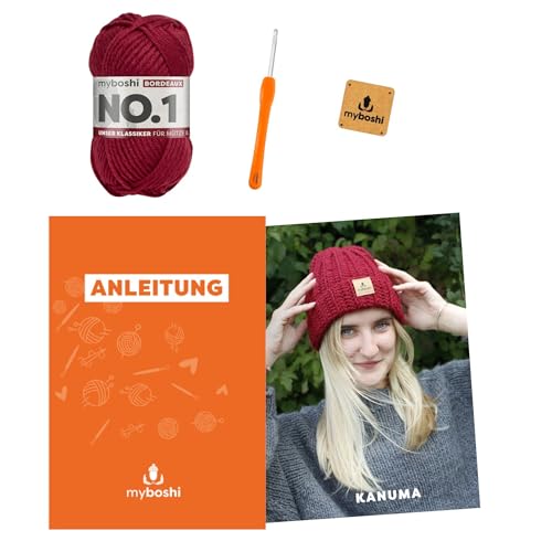 myboshi Häkelset Wintermütze Kanuma, inkl. No.1 Wolle, Nadel und Anleitung, Häkelpaket für Anfänger, 30% Merinowolle Rot mit Häkelnadel myboshi Häkelset Wintermütze Kanuma, inkl. No.1 Wolle, Nadel und Anleitung, Häkelpaket für Anfänger, 30% Merinowolle Rot mit Häkelnadel von myboshi