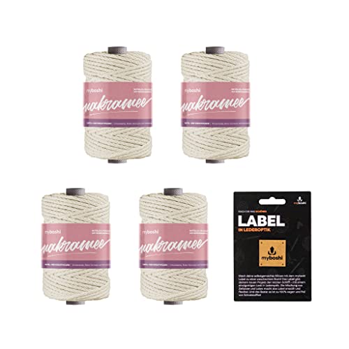 myboshi Makramee-Garn, geflochten, 4mm, Made in Germany, Naturgarn, Knüpf-Garn, das Kreativgarn für orientalische -Makramee-Arbeiten Beige, 4 Kordeln a 50m myboshi Makramee-Garn, geflochten, 4mm, Made in Germany, Naturgarn, Knüpf-Garn, das Kreativgarn für orientalische -Makramee-Arbeiten Beige, 4 Kordeln a 50m von myboshi