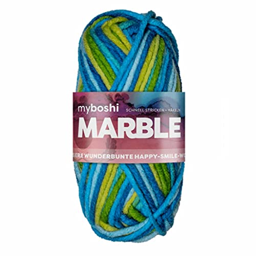 myboshi Marble: unsere wunderbunte Happy-Smile-Wolle, mit Farbverlauf, Ökotex-zertifiziert, 50g, Ll 55m Blau (Baine) 1 Knäuel von myboshi