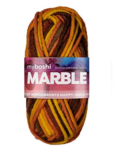 myboshi Marble: unsere wunderbunte Happy-Smile-Wolle, mit Farbverlauf, Ökotex-zertifiziert, 50g, Ll 55m Braun (Sunshine) 1 Knäuel von myboshi