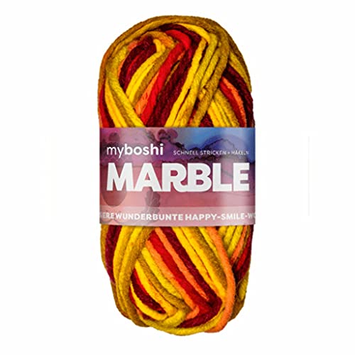 myboshi Marble: unsere wunderbunte Happy-Smile-Wolle, mit Farbverlauf, Ökotex-zertifiziert, 50g, Ll 55m Gelb (Kimber), 1 Knäuel von myboshi