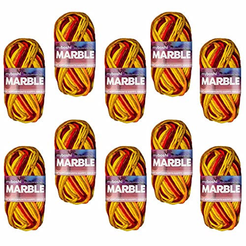 myboshi Marble: unsere wunderbunte Happy-Smile-Wolle, mit Farbverlauf, Ökotex-zertifiziert, 50g, Ll 55m Gelb (Kimber), 10 Knäuel von myboshi