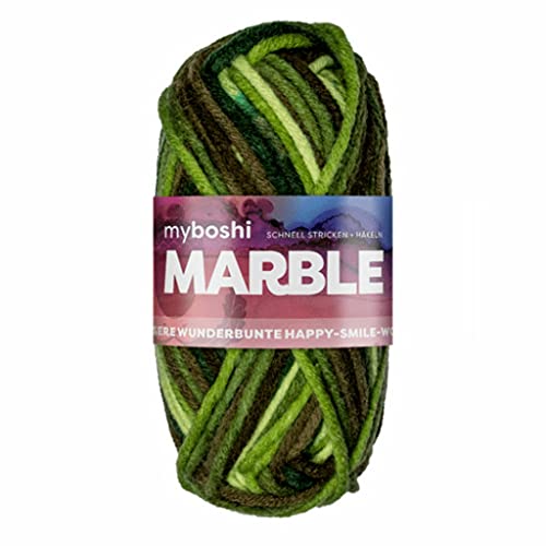 myboshi Marble: unsere wunderbunte Happy-Smile-Wolle, mit Farbverlauf, Ökotex-zertifiziert, 50g, Ll 55m Grün (Chipper), 1 Knäuel von myboshi
