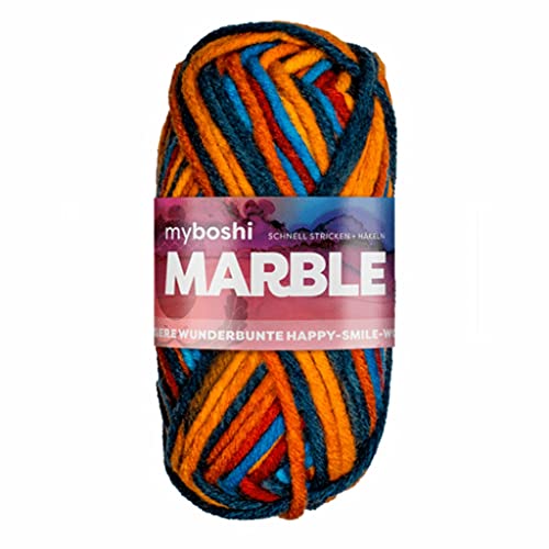 myboshi Marble: unsere wunderbunte Happy-Smile-Wolle, mit Farbverlauf, Ökotex-zertifiziert, 50g, Ll 55m Orange (Rainbow), 1 Knäuel von myboshi