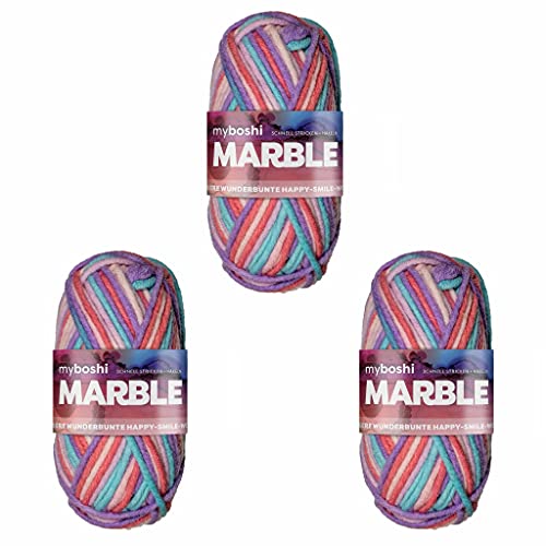 myboshi Marble: unsere wunderbunte Happy-Smile-Wolle, mit Farbverlauf, Ökotex-zertifiziert, 50g, Ll 55m Rosa (Twinkle) 3 Knäuel von myboshi