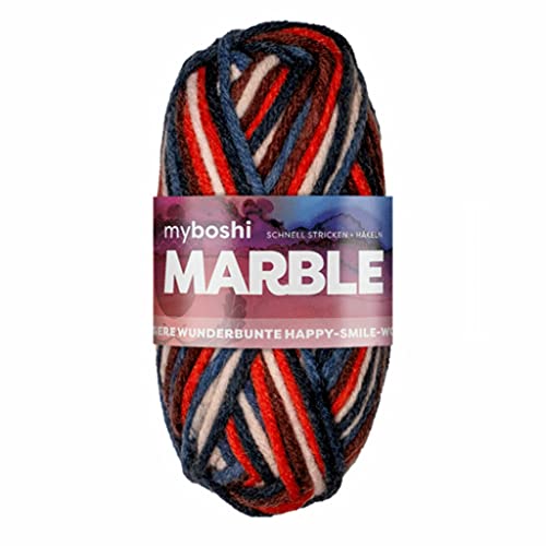 myboshi Marble: unsere wunderbunte Happy-Smile-Wolle, mit Farbverlauf, Ökotex-zertifiziert, 50g, Ll 55m Rot (Auris), 1 Knäuel von myboshi
