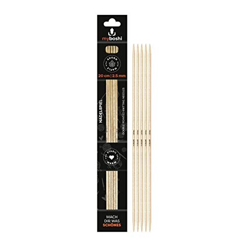 myboshi Nadelspiel, Länge 20cm, 5 Stück, Ahorn, Strumpfstricknadel, Holz aus nachhaltiger Forstwirtschaft, luxuriöses Strickgefühl Braun, 2,5mm von myboshi