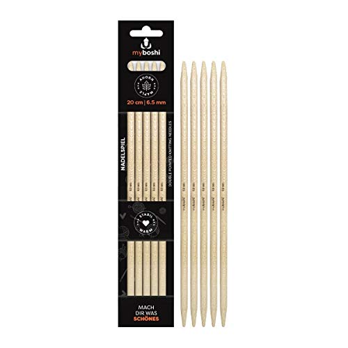 myboshi Nadelspiel, Länge 20cm, 5 Stück, Ahorn, Strumpfstricknadel, Holz aus nachhaltiger Forstwirtschaft, luxuriöses Strickgefühl Braun, 6,5mm von myboshi