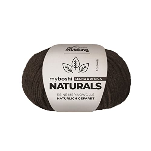 myboshi Naturals, 100% naturgefärbte Wolle (Merinowolle), nachhaltig, weich und geschmeidig, perfekt für exklusive Oberbekleidung, 50g, Ll 150m Braun (Legno D`Africa), 1 Knäuel von myboshi
