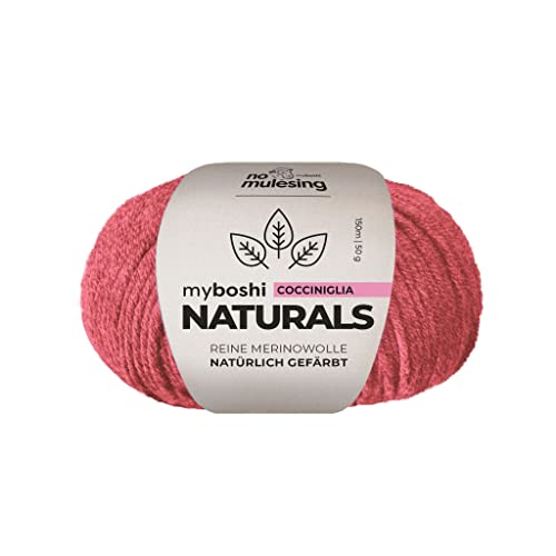myboshi Naturals, 100% naturgefärbte Wolle (Merinowolle), nachhaltig, weich und geschmeidig, perfekt für exklusive Oberbekleidung, 50g, Ll 150m Pink (Cocciniglia) 1 Knäuel von myboshi