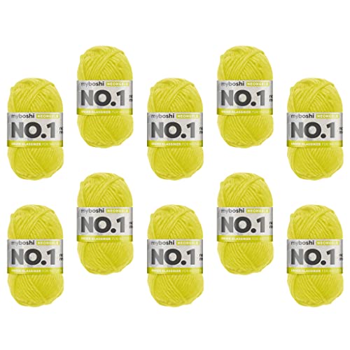 myboshi No.1 Wolle zum Häkeln und Stricken, Schnellstrickgarn, langlebige Mützenwolle, Strickwolle, Häkelwolle, mulesing-frei, 50g, Ll 55m Neongelb 10 Knäuel myboshi No.1 Wolle zum Häkeln und Stricken, Schnellstrickgarn, langlebige Mützenwolle, Strickwolle, Häkelwolle, mulesing-frei, 50g, Ll 55m Neongelb 10 Knäuel von myboshi