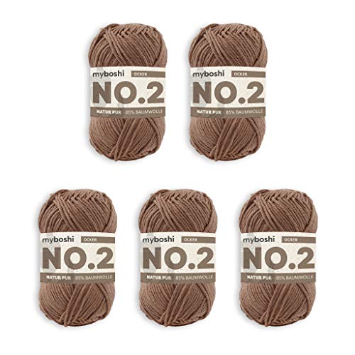 myboshi Häkel- und Strickgarn | Modell: No.2 mit Kapokfaser | leichtes Garn | 5-fädiger Ball | 2720 Ocker von myboshi