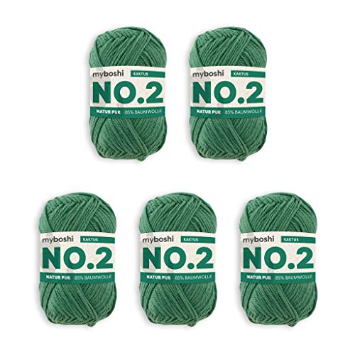 myboshi Häkel- und Strickgarn | Modell: No.2 mit Kapokfaser | Leichtes Garn | 5 Kugeln | Kaktus 2480 von myboshi