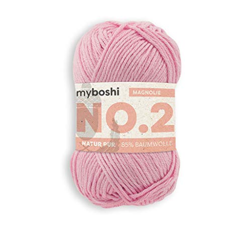 myboshi No.2 Baumwolle zum Häkeln, Baby Wolle, vegane Wolle zum Stricken, Wolle 60 Grad waschbar, für Baby und Amigurumi, 50g, Ll 100m Rosa (Magnolie) 1 Knäuel von myboshi