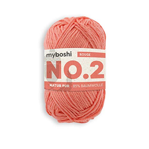 myboshi No.2 Baumwolle zum Häkeln, Baby Wolle, vegane Wolle zum Stricken, Wolle 60 Grad waschbar, für Baby und Amigurumi, 50g, Ll 100m Rosa (Rouge) 1 Knäuel von myboshi